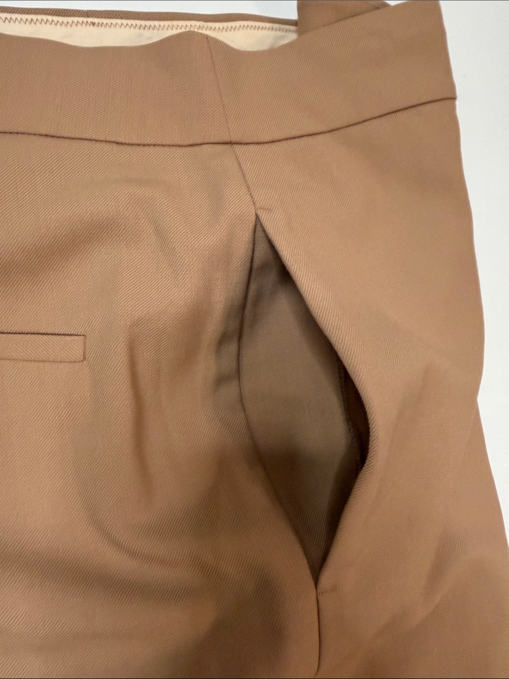Rebecca Taylor Cavalry Twill Pant - Wool Blend Wide Leg Cropped Tan Khaki - Picture 10 of 15